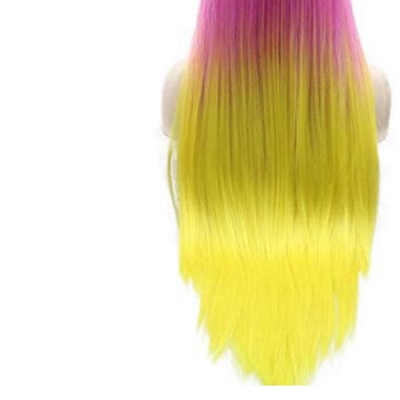 💫JERSEY PINK&YELLOW OMBRÉ GLUE-LESS CELEB Wig*NWT - Picture 6 of 8